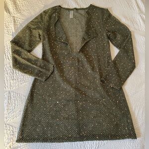 Fashion Nova Green Sequin Long Sleeve Swimwear Coverup Dress